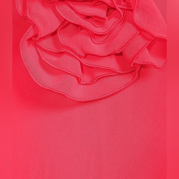 Gianni Bini Pink Chiffon Dress Rosette and ruffle detail - Picture 4 of 8